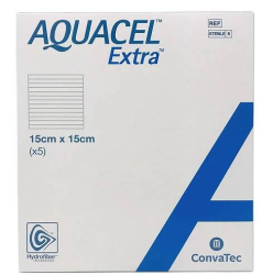 420673 AQUACEL  EXTRA, 15X15 cm, krytí s technologií hydrofiber, 1 bal/5 ks