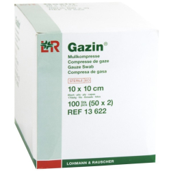 13622 GAZIN gázová komprese,sterilní,8 vrstev,10x10 cm,bal. 100 ks