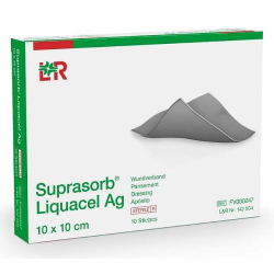 142504 Suprasorb Liquacel Ag,krytí s hydrovláknem a stříbrem,10 x10 cm,10 ks/1 bal