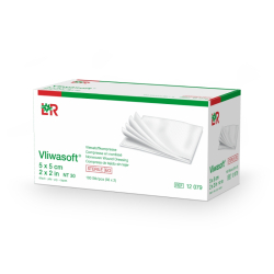 12082 KOMPRESY VLIWASOFT STERILNÍ 7,5X7,5CM,4 VRSTVY,NETKANÝ TEXTIL,150KS