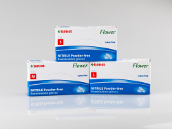 FLOWER PREMIUM - Rukavice vyš.nitril, nepudr. modré, M, KRAB (100 kusů)