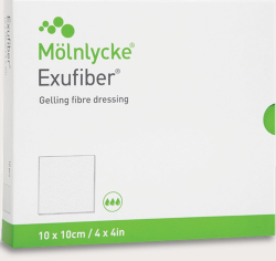 5009892 Exufiber ,10 x10 cm,gelující krytí z hydrovlákna, 1bal/10 ks