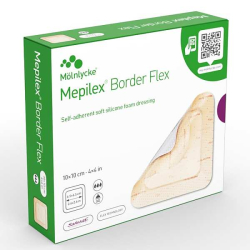 5010048 MEPILEX BORDER FLEX ,13X16 cm, 5 KS/BAL, SAMOLEPÍCÍ ABSORPČNÍ PĚNOVÉ KRYTÍ