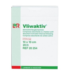 5000198 KRYTÍ S AKTIVNÍM UHLÍM VLIWAKTIV,savé jádro s nepropustnou fólií,10x10cm,20 ks/1 bal