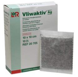 5000199 KRYTÍ S AKTIVNÍM UHLÍM A STŘÍBREM VLIWAKTIV AG,tamponáda, 6,5x10 cm, 10 ks/1 bal