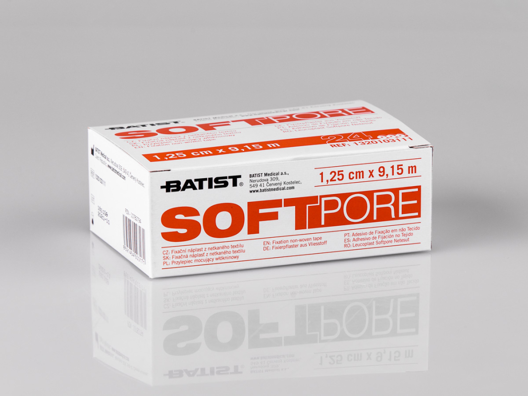 SOFTPORE - Fixační náplast z netkaného textilu, 1,25 cm x 9,15 m, KRAB (24 kusů)