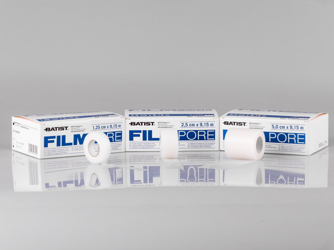 FILMPORE - Fixační náplast z porézní transparentní fólie, 2,5 cm x 9,15 m, KRAB (12 kusů)
