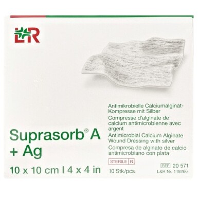 20570/149265 KRYTÍ ALGINÁTOVÉ SE STŘÍBREM SUPRASORB A+AG, 5x5cm,10 ks/1 bal